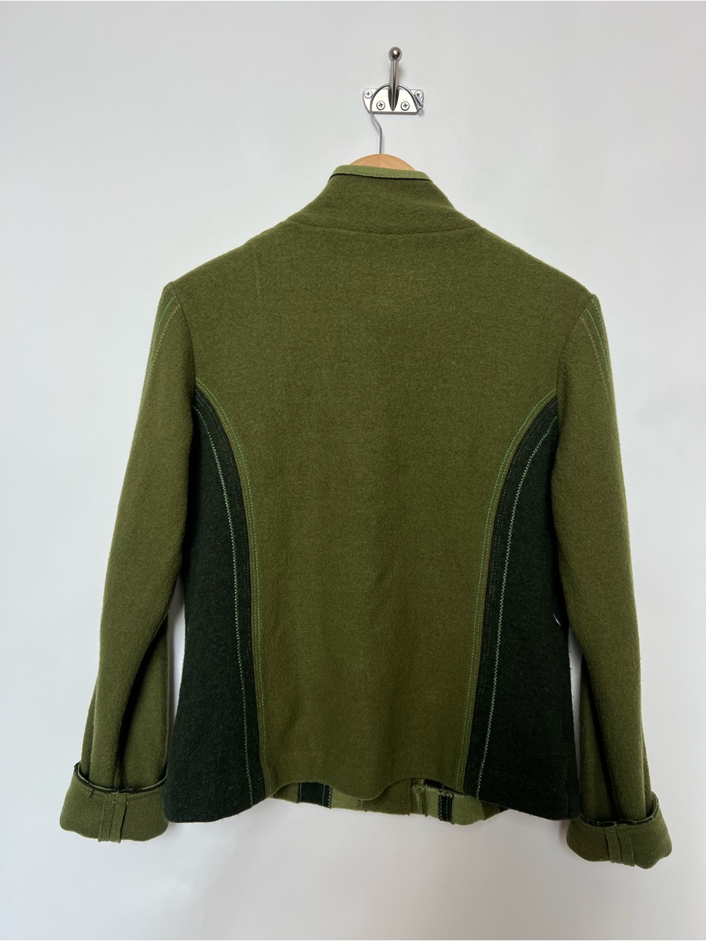 Icelandic Design 100% Wool Jacket Small Green Lagenlook Toggle Art to Wear Rare - Picture 5 of 13